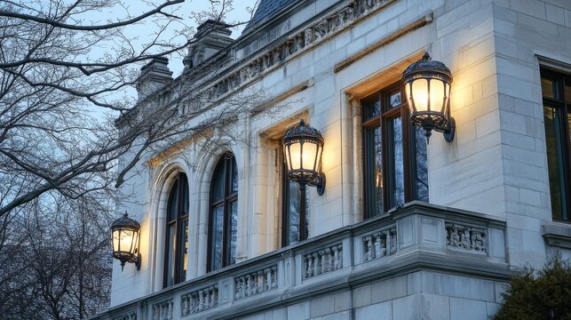 Historic Building with Modern Lighting Effects