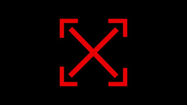 Animated of incorrect cross mark icon on black background.