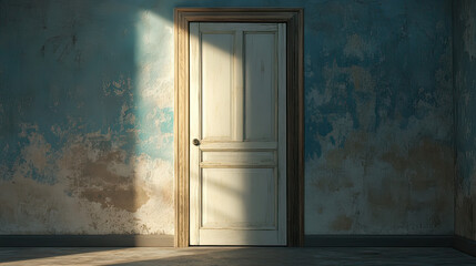 Closed Doors with Soft Light Peeking Through Cracks Symbolizing Privacy - AI Generative
