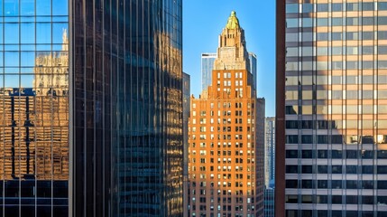 Modern Cityscape with Reflections in Glass Buildings