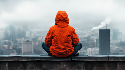The lonely, A photorealistic image of a person sitting, showcasing detailed features and realistic textures, ideal for commercial use in various media projects.