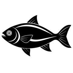 hilsa fish icon  silhouette on White background 