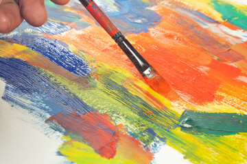 In the photo, brushes for painting watercolor paints