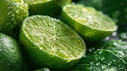 a drop of lime essential oil. Selective focus