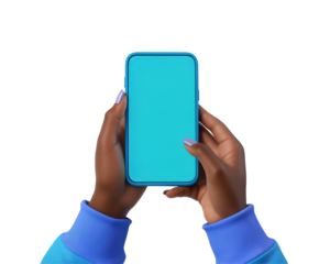 Isolated Dark Skin Hands Holding Smartphone