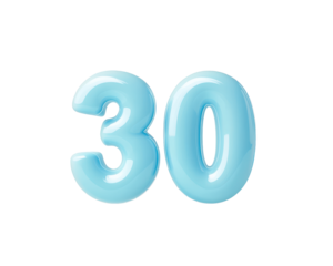 Isolated Light Blue Number 30 Design