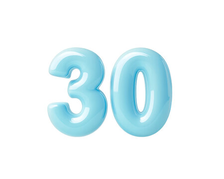 Isolated Light Blue Number 30 Design