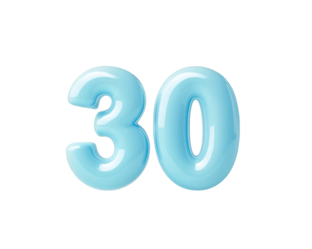 Isolated Light Blue Number 30 Design