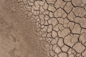 Close-up of Dry Salt Lagoon Floor with Beautiful Cracked Earth Textures