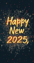 Vertical Creative poster Happy New Year 2025.Ai