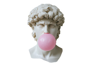 Isolated David Bust Blowing Bubblegum Close-up