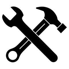 Crossed wrench and hammer icon 