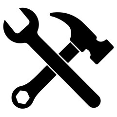 Crossed wrench and hammer icon 