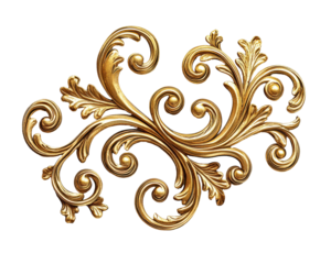 Isolated Gold Ornate Artistic Swirl Design