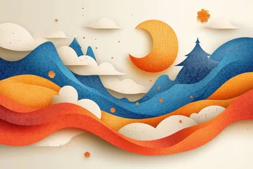 Fototapete Rund Traditional Patterns Mixed With Modern Design Elements For A Refreshing Ramadan Background © sharafmaksumov