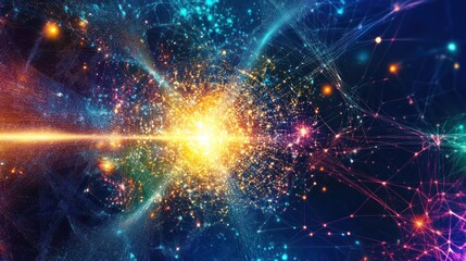 Fototapeta premium Abstract colorful energy burst with network connections.