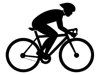 cyclist black silhouette vector, Simple silhouette Design vector icon with white background