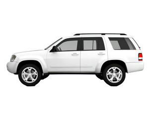 Isolated White SUV Side View
