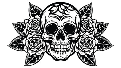 Vintage human skull tattoo concept