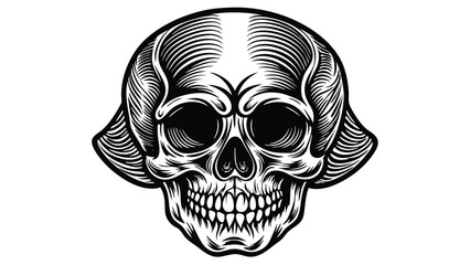 Vintage human skull tattoo concept