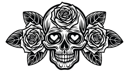 Vintage human skull tattoo concept