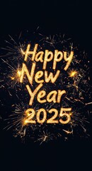 Vertical Creative poster Happy New Year 2025.Ai