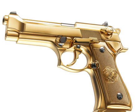 Isolated Golden Handgun