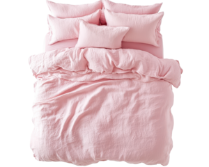 Isolated Soft Pink Bedding Set Top View