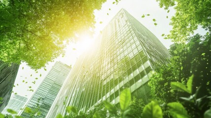 Modern Urban Building Surrounded by Lush Greenery