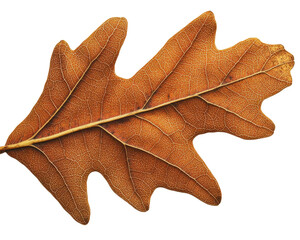 Isolated Brown Oak Leaf on White Background