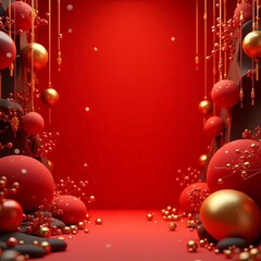 Red and Gold Festive Globes: A Luxurious Holiday Scene