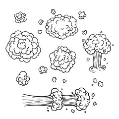 Outline black and white dust cloud, for drawing motion  and speed effect