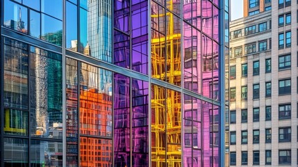 Urban Contrast with Vibrant Colors in Modern Architecture