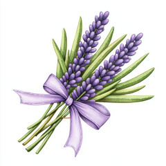Obraz premium Lavender bouquet with green leaves and purple flowers