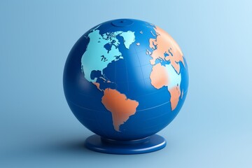 Fototapeta premium Minimalist globe art emphasizing geography and global exploration in shades of blue