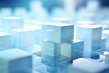 Obraz premium Cubist visions overlapping blue and white shapes creating stunning 3d illusions and depth