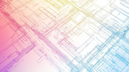 Fototapeta premium Vibrant Urban Blueprints with Colorful Patterns