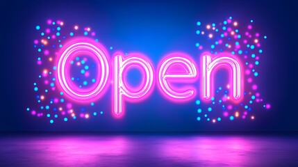 Obraz premium Neon Open Sign: Vibrant Pink and Blue Glow
