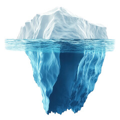 Fototapeta premium an iceberg partially submerged in water. showcasing its massive underwater structure. emphasizing the concept that a significant portion of an iceberg lies beneath the surface. often symbolizing hidde