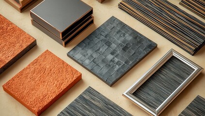 Fototapeta premium A collection of textured terracotta tiles