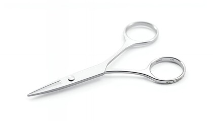 Obraz premium Sleek Silver Scissors: Minimalist Design on White Background
