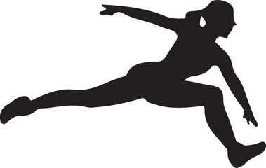 black and white girl running logo type silhouette design