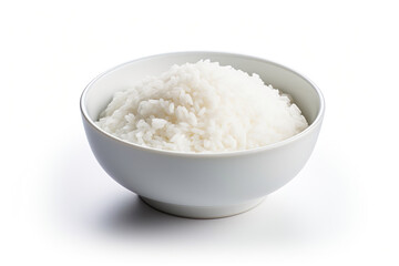 Close up of white rice cereal food isolated on clear white background