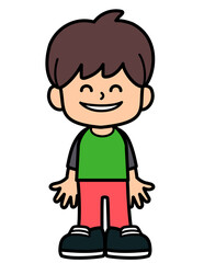 Kid stand and smiling