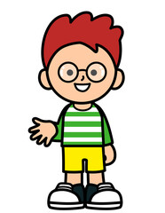 Kid stand and smiling