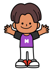 Kid stand and smiling