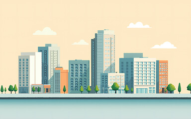 Obraz premium Flat Design Urban Cityscape Illustration