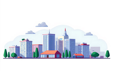 Naklejka premium Flat Design Urban Cityscape Illustration