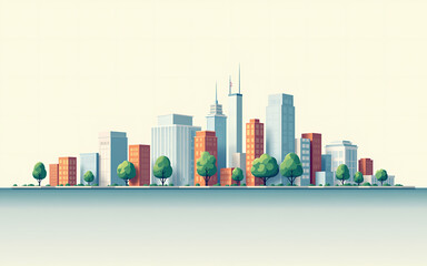 Obraz premium Flat Design Urban Cityscape Illustration
