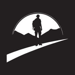 black and wight mountain logo type silhouette design